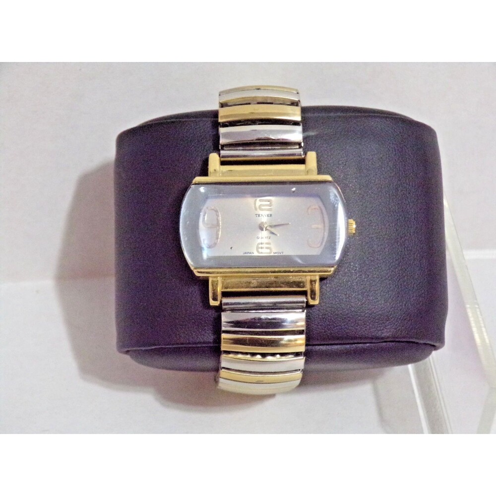 Terner Quartz Women's Two Tone Wrist Watch Stretch Band Gray Benzel